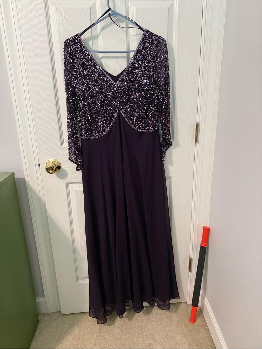 J Kara Beaded Empire Waist Formal Dress